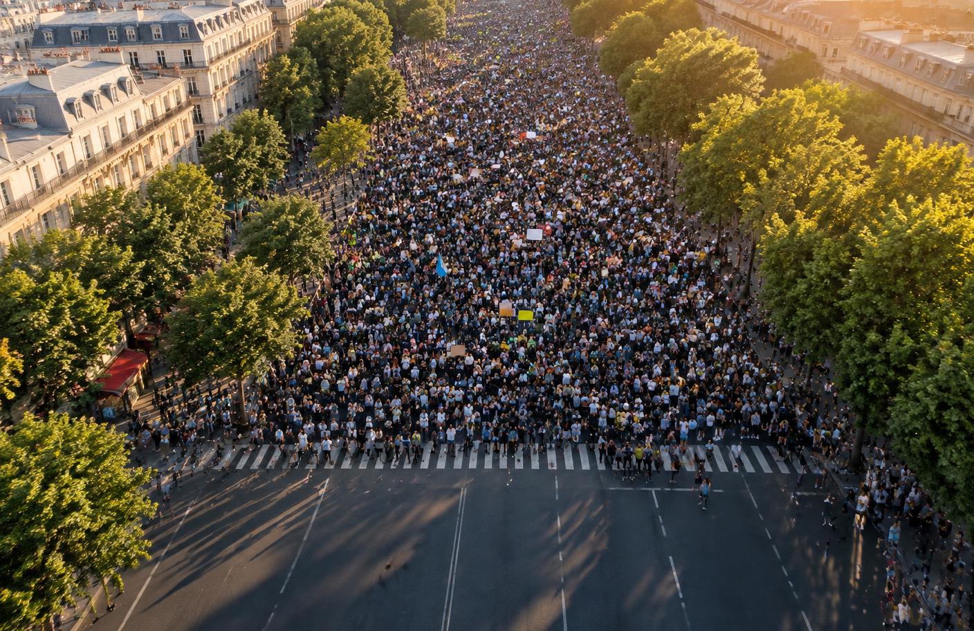 Grande manifestation vue par drone